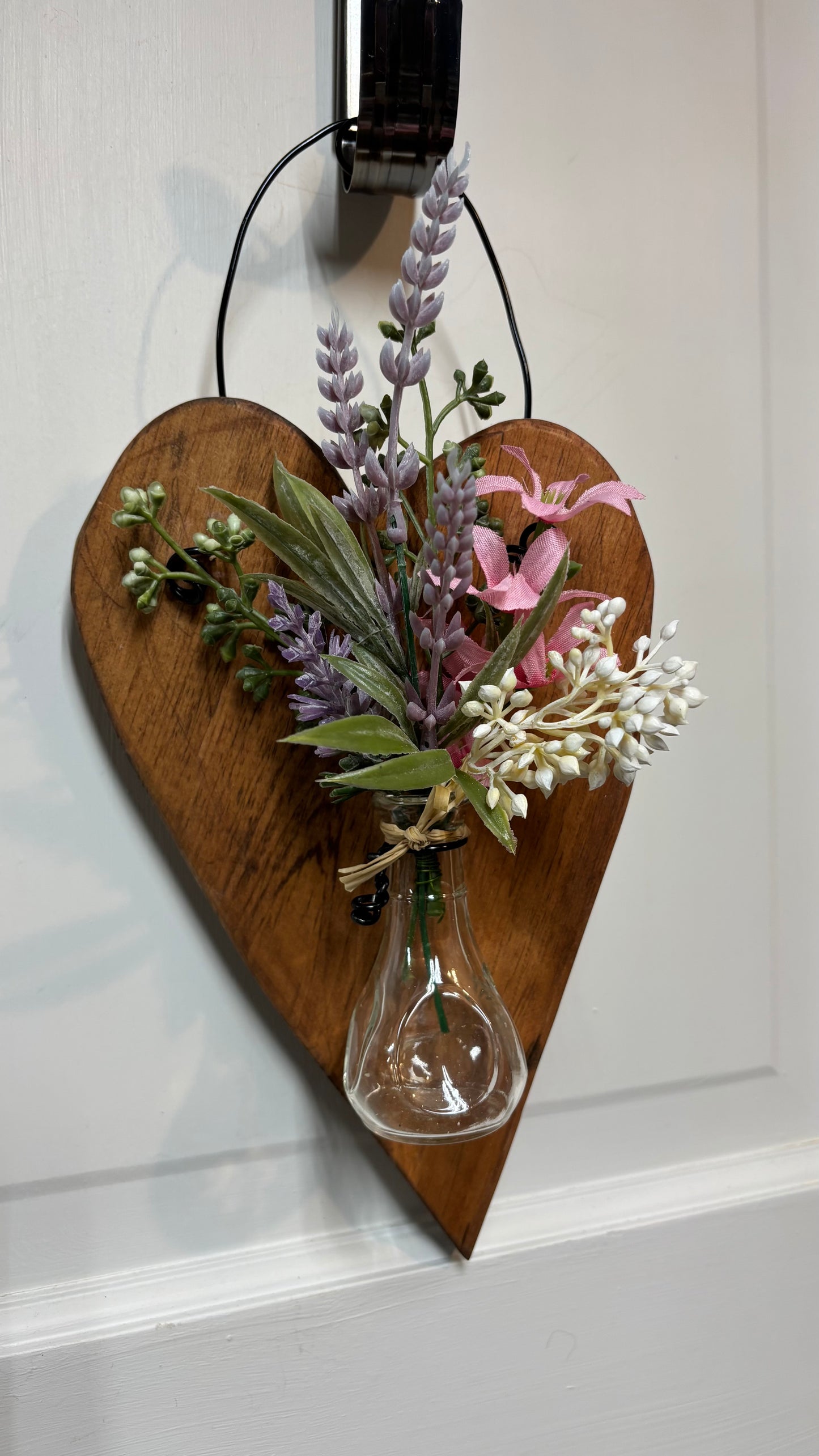 Wooden Hanging Heart with Vase