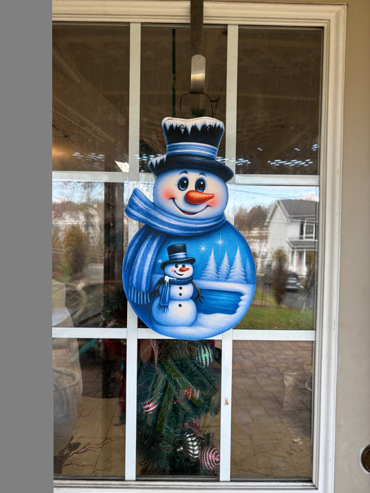 BLUE SNOWMAN SOFT DOOR HANGERS