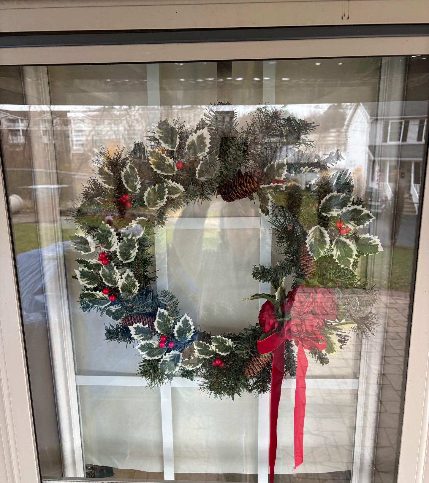 Holly & Red Skinny door wreath