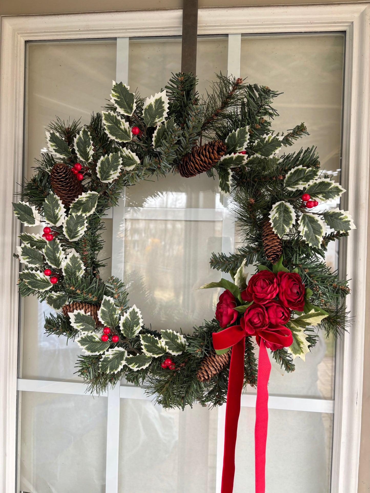 Holly & Red Skinny door wreath