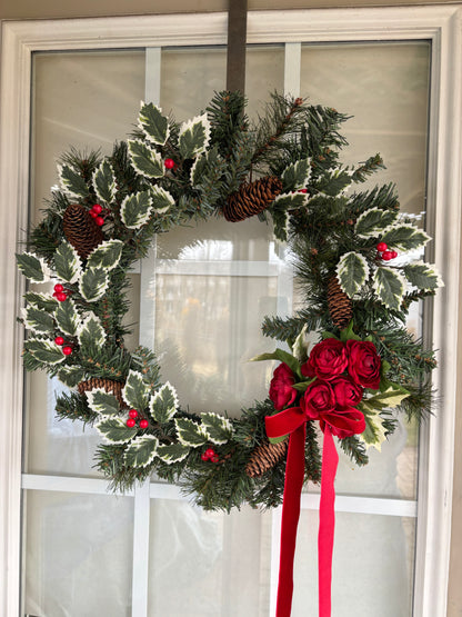 Holly & Red Skinny door wreath