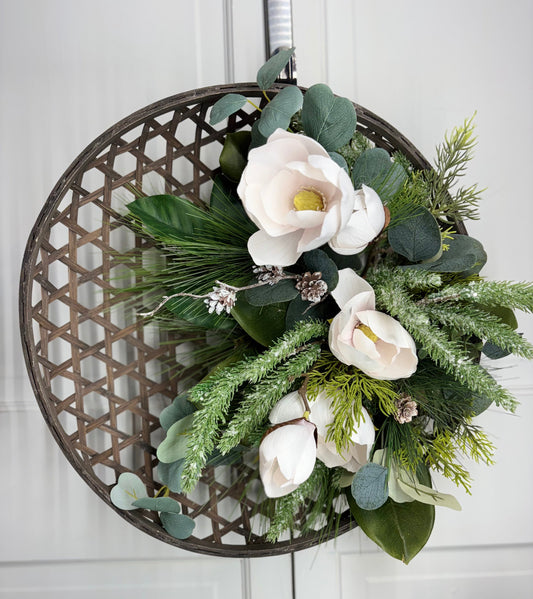 Magnolia Round Basket Wreath