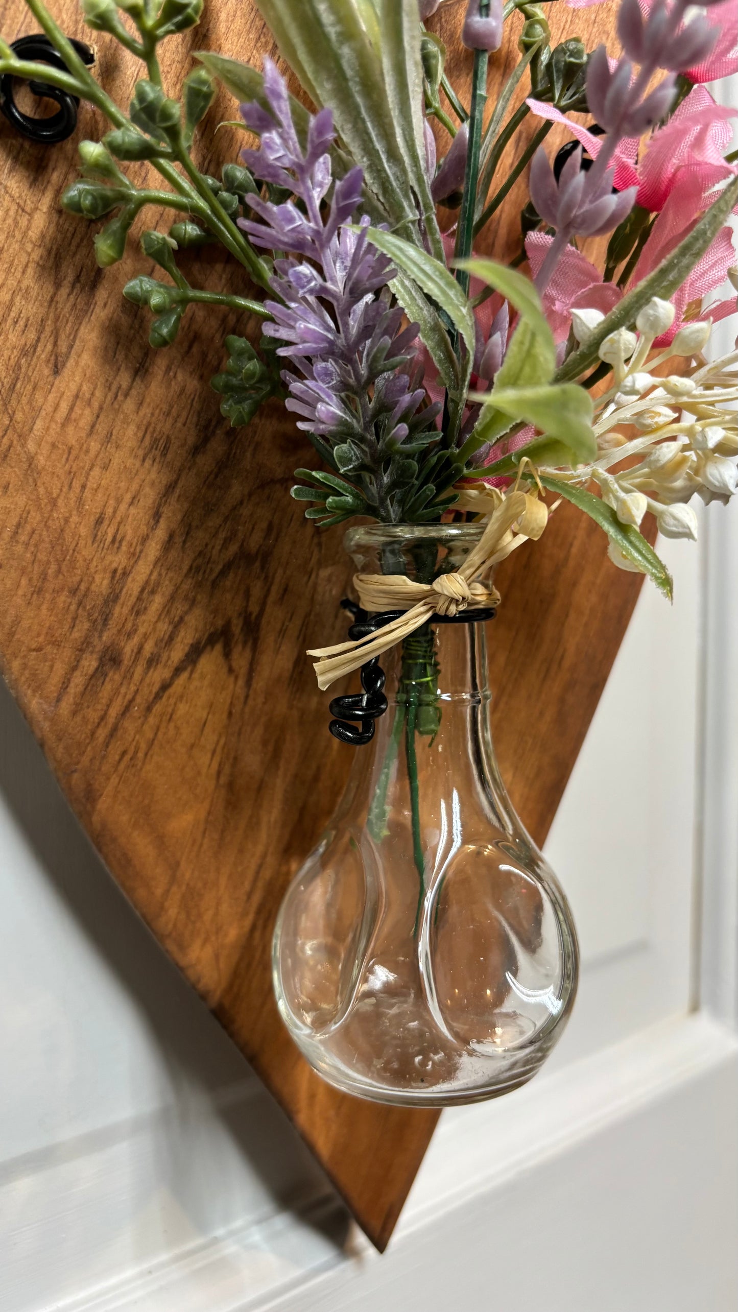 Wooden Hanging Heart with Vase