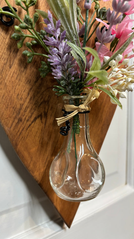 Wooden Hanging Heart with Vase